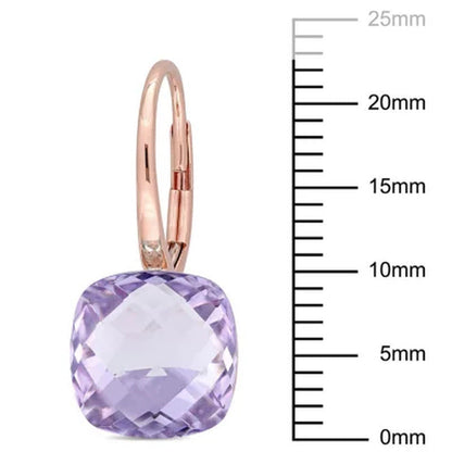 Rose De France Dangle Leverback Earrings in 14K Rose Gold