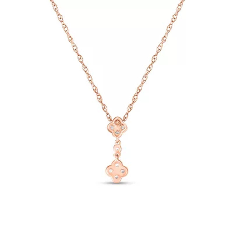 0.18 CT. T.W. Double Composite Flower Diamond Pendant in 14K Gold