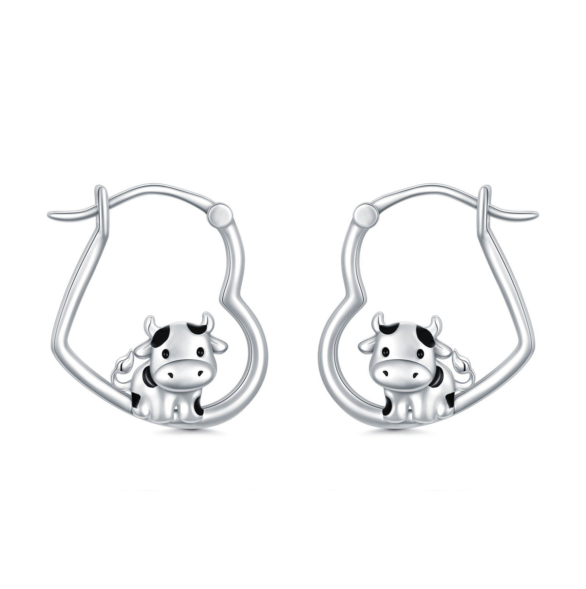 Cow Earrings 925 Sterling Silver Hypoallergenic Cow Hoop Earrings Cow Jewelry Gi