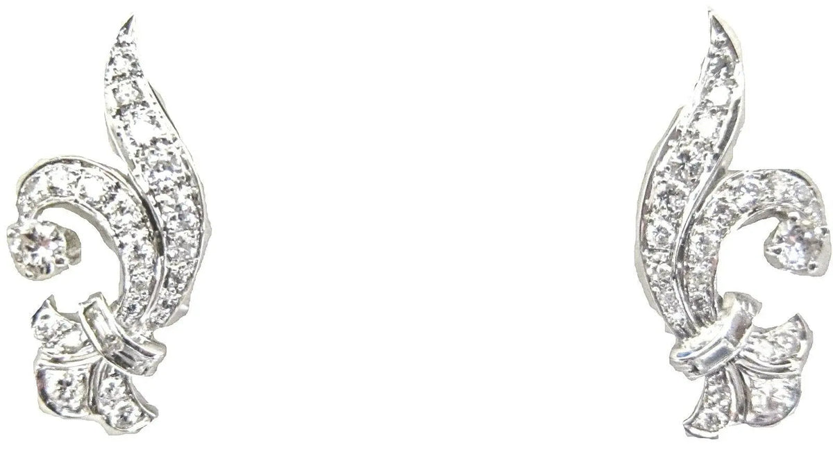 ESTATE ANTIQUE EARRING ROUND BAGUETTE DIAMOND EARRING