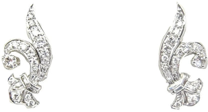 ESTATE ANTIQUE EARRING ROUND BAGUETTE DIAMOND EARRING