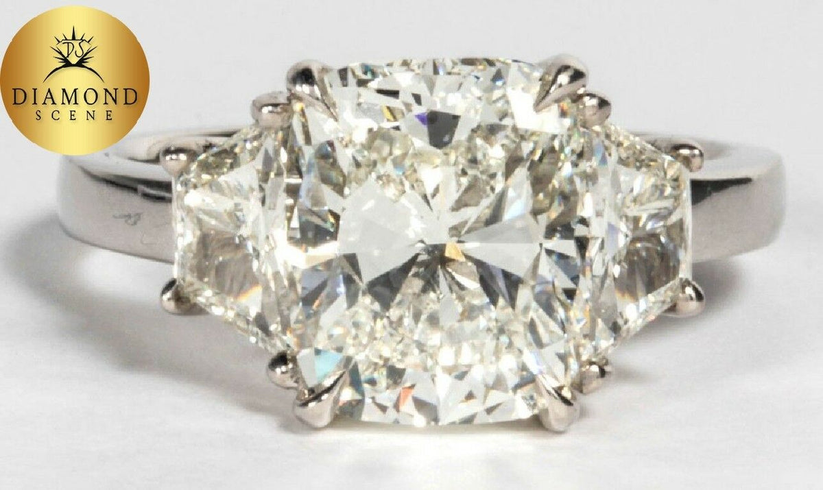 GIA Certified 4.01 Carat Cushion Cut Diamond Engagement Ring set in Platinum