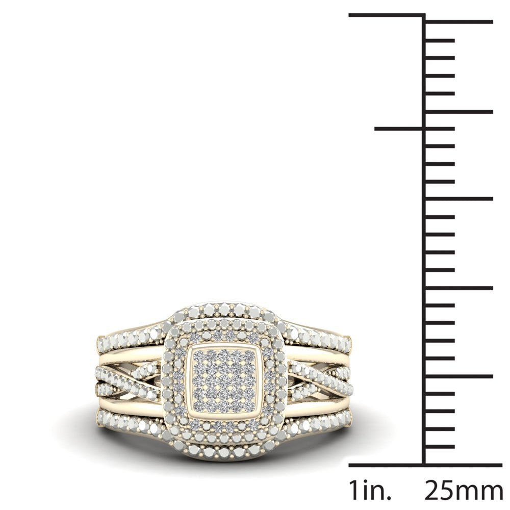1/8Ct TDW Diamond 10K Yellow Gold Halo Engagement Ring