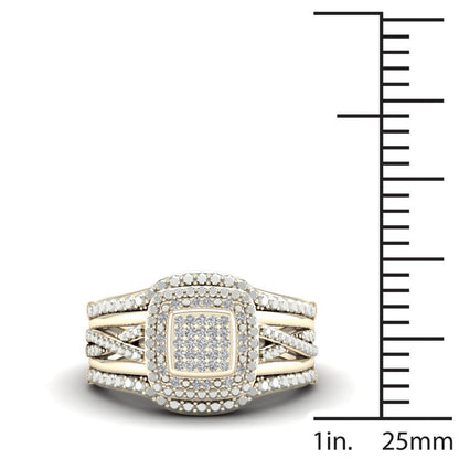 1/8Ct TDW Diamond 10K Yellow Gold Halo Engagement Ring