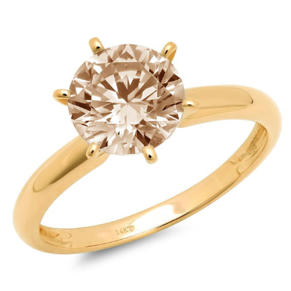 1Ct Brilliant round Cut VVS1 Genuine Conflict Free Brown Champagne Simulated Dia