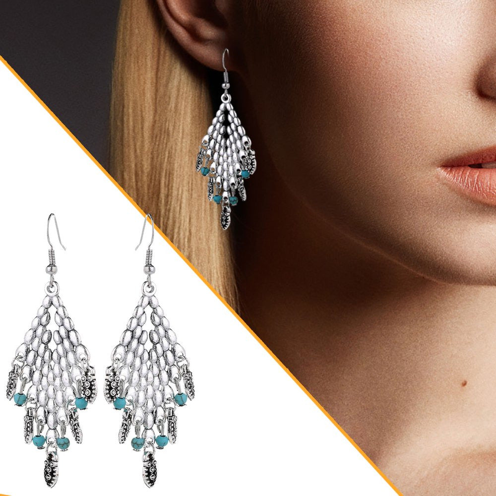 Large Gold Earrings Bohemian Retro Diamond Drop-Shaped Earrings Earrings Pendant