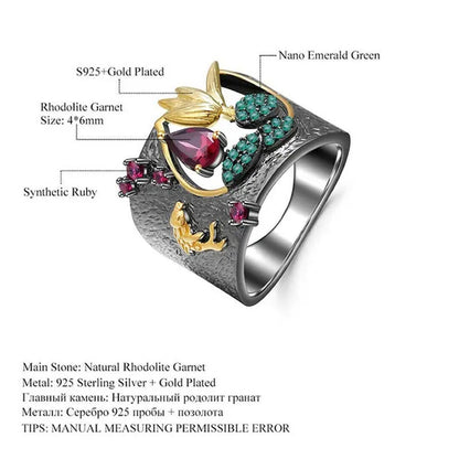 Latest Beautiful Flowers Luxury Vintage Fashion Jewelry Two-Tone Zircon Ruby Cut