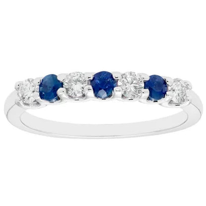 Sapphire & 0.14 CT. T.W. Diamond Band in 14K White Gold