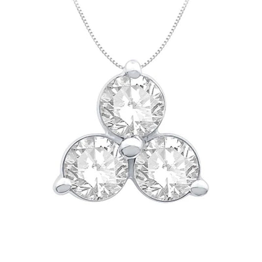 0.38 CT. T.W. Diamond Three Stone Pendant in 14K White Gold
