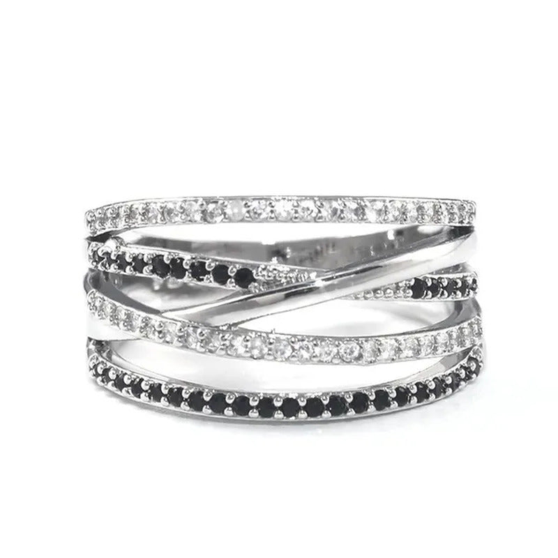 Solid 925 Sterling Silver Natural Black Sapphire Diamond Ring Anniversary Gift E