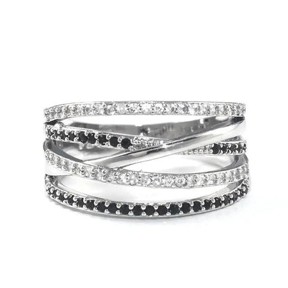 Solid 925 Sterling Silver Natural Black Sapphire Diamond Ring Anniversary Gift E