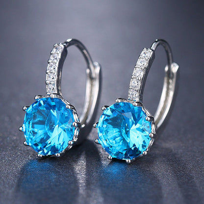 Artificial Diamond Earrings for Women Girls, Vintage Hoop Earrings Alloy Silver