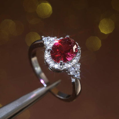 S925 Sterling Silver Classic Crystal Gem Engagement Ring with Sparkling CZ Diamo