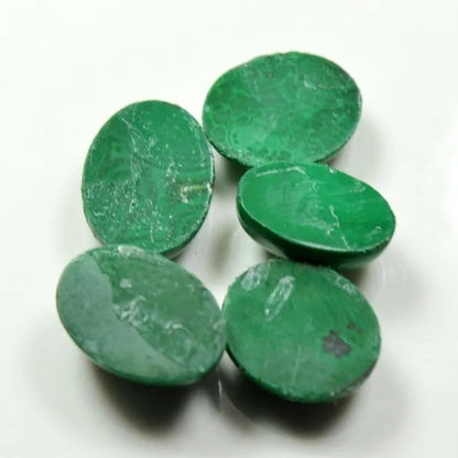 Original Malachite Gemstone Lot Total 70 Carat 5 Pcs Oval Shape Cabochon Stone a