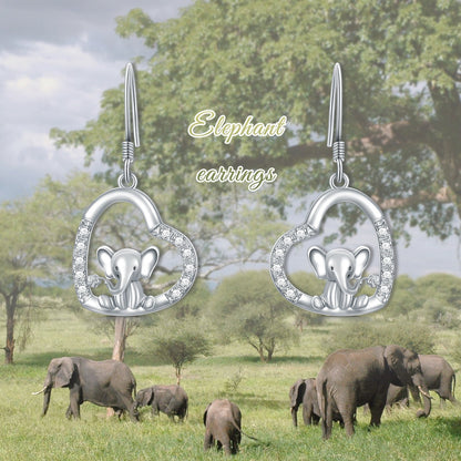 Elephant Earrings 925 Sterling Silver Elephant Dangle Earrings Elephant Jewelry