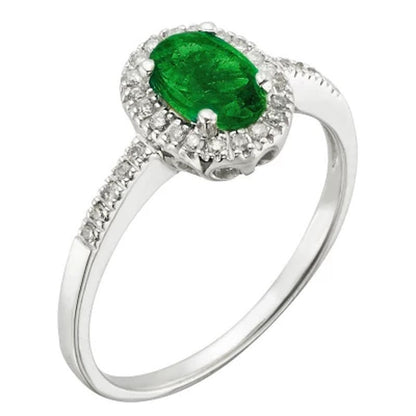 Genuine Emerald and 0.15 CT. T.W. Diamond Ring in 14K Gold