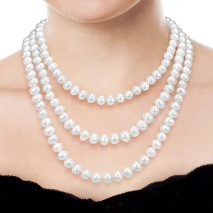 9-10 Mm White Cultured Freshwater Pearl 64" Endless Necklace