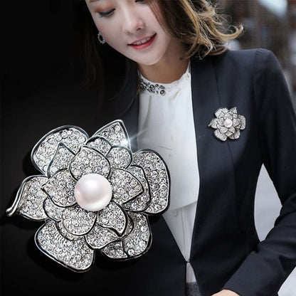 Sparkly Flower Brooch Pin for Women with Beautiful Created Crystal