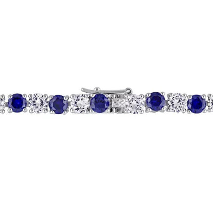 Created Gemstone Tennis Bracelet in Sterling Silver, 7.25"