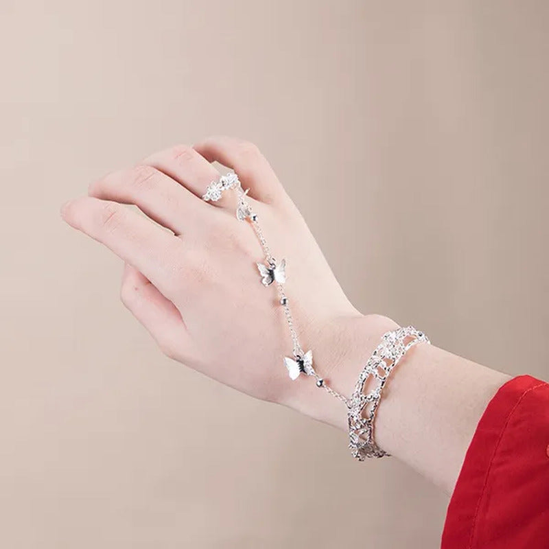 Antique Style Butterfly Bell Ring Bracelet Chinese Clothing Hand Jewelry Adjusta