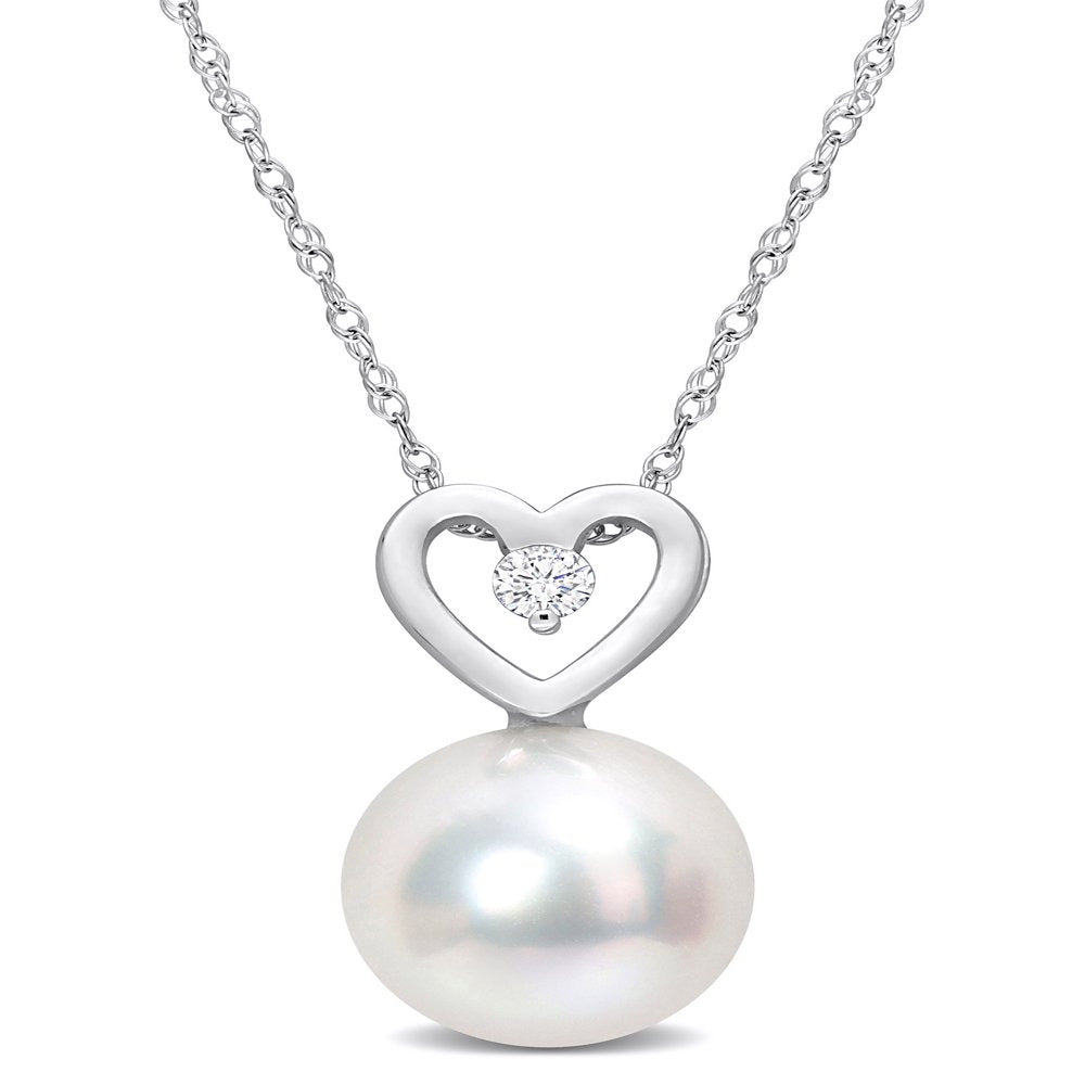 Miabella Women'S 9.5-10Mm South Sea Cultured Pearl and Diamond Accent 10Kt White