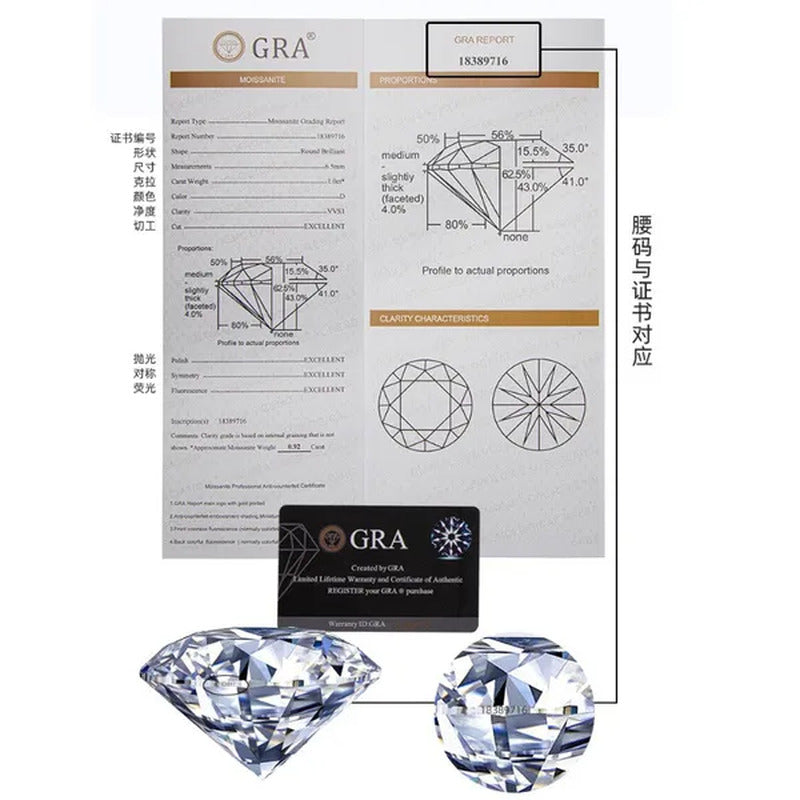 18K White Gold 2Ct round Cut Moissanite Solitaire Six Claw Diamond Engagement We
