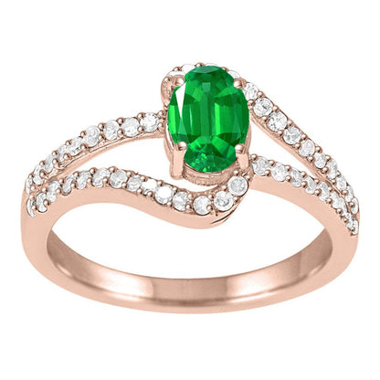 Mauli Jewels Rings for Women 1.35 Carat Emerald and Diamond Wedding Engagement R