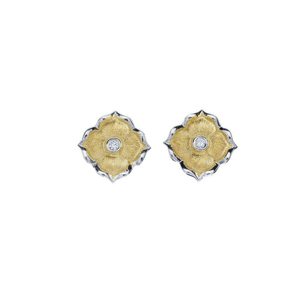 Women'S Fashionable Brushed Two-Color Flower Earrings