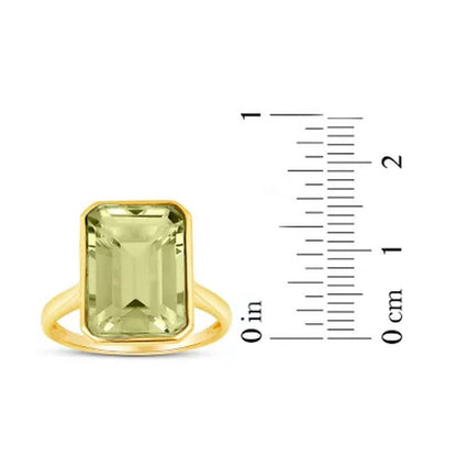 Prasiolite Emerald Shaped Ring in 14 Karat Yellow Gold