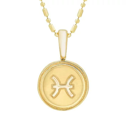 14K Yellow Gold Zodiac Symbol Pendant, 16-18"
