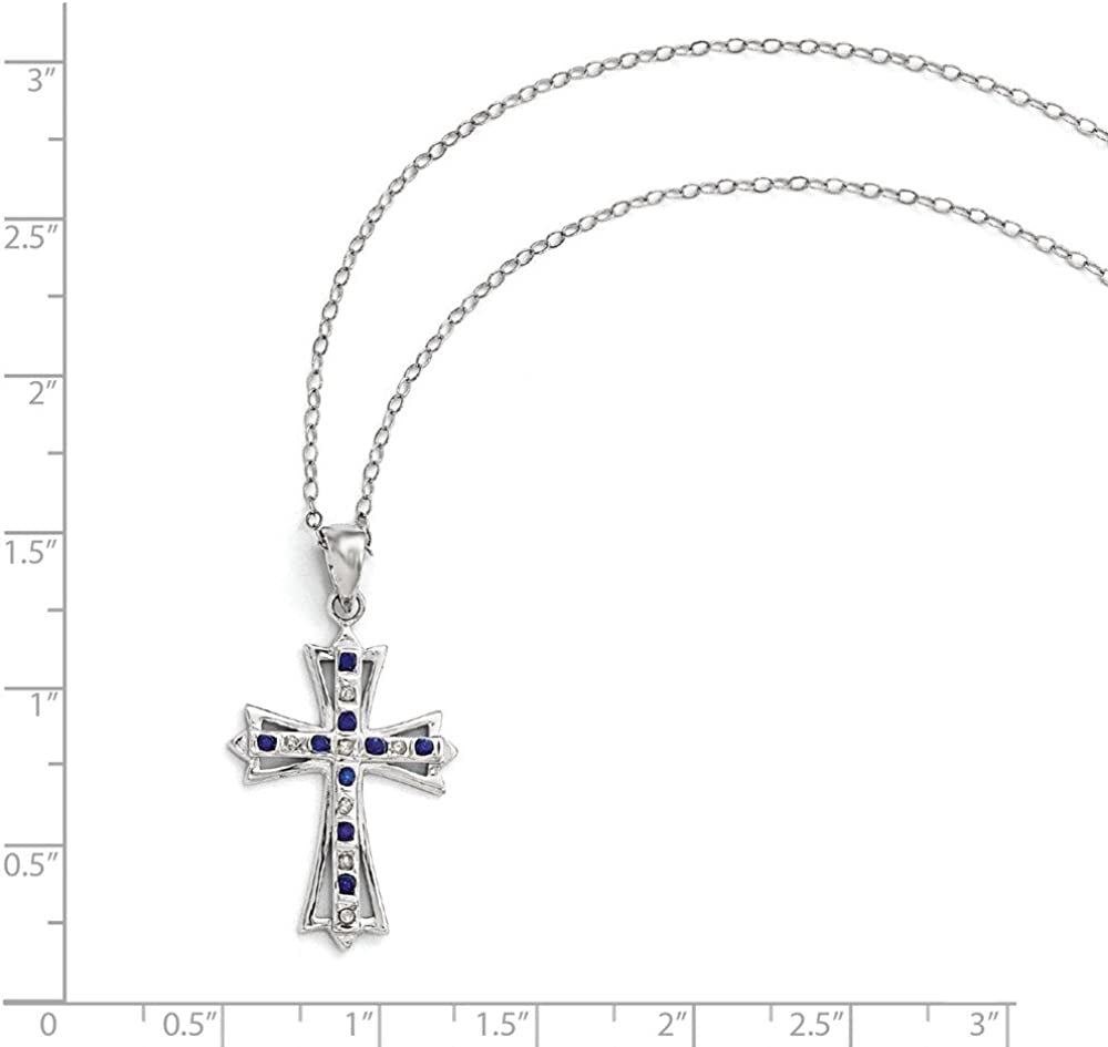 925 Sterling Silver Diamond Mystique Platinum-Plated Dia/Sapphire Blue September