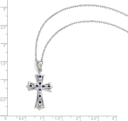 925 Sterling Silver Diamond Mystique Platinum-Plated Dia/Sapphire Blue September