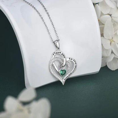 Ladies Heart-Shaped Necklace Plated 925 Sterling Silver Birthday Jewelry I Love