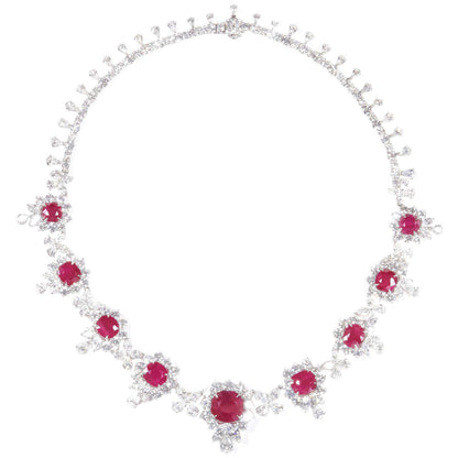 GRS CERTIFIED RUBY NECKLACE 9 CERTIFIED NATURAL 10.37CT CENTER RUBY CUSHION CUT