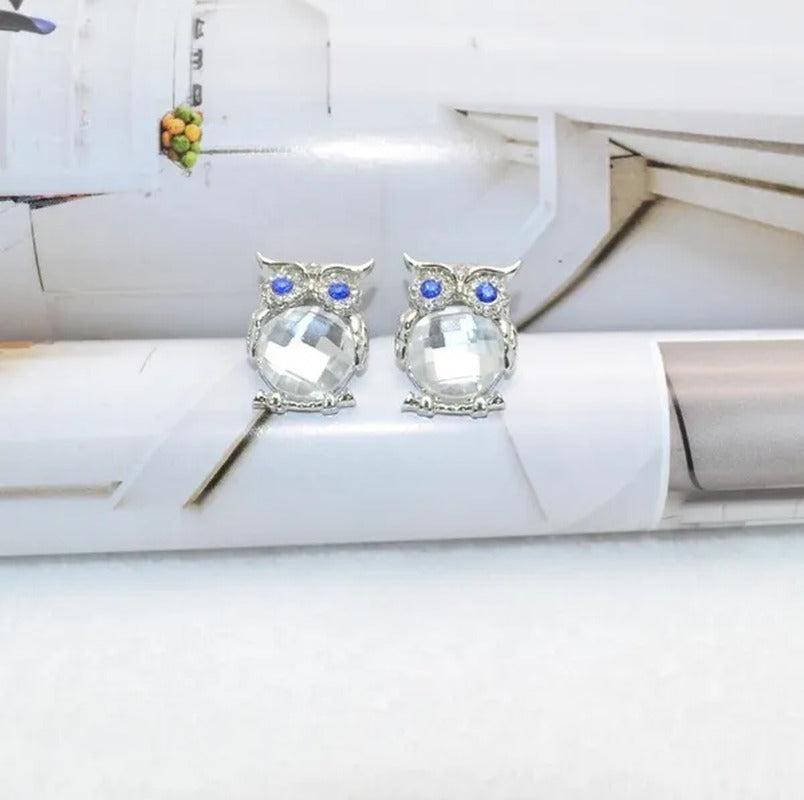 The New Diamond Crystal Animal Stud Earrings Three Color Optional Owl Earrings(4
