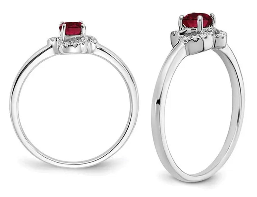 2/5 Carat (Ctw) Lab Created Solitaire Ruby Ring in 10K White Golld