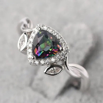 Fashion 925 Silver Triangle Cut Topaz Diamond Rings for Women Bridal Romantic En