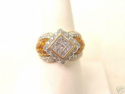 5.25 CT CITRINE FRENCH CUT AND 2.10 CT PRINCESS AND ROUND RING BAND COCKTAIL
