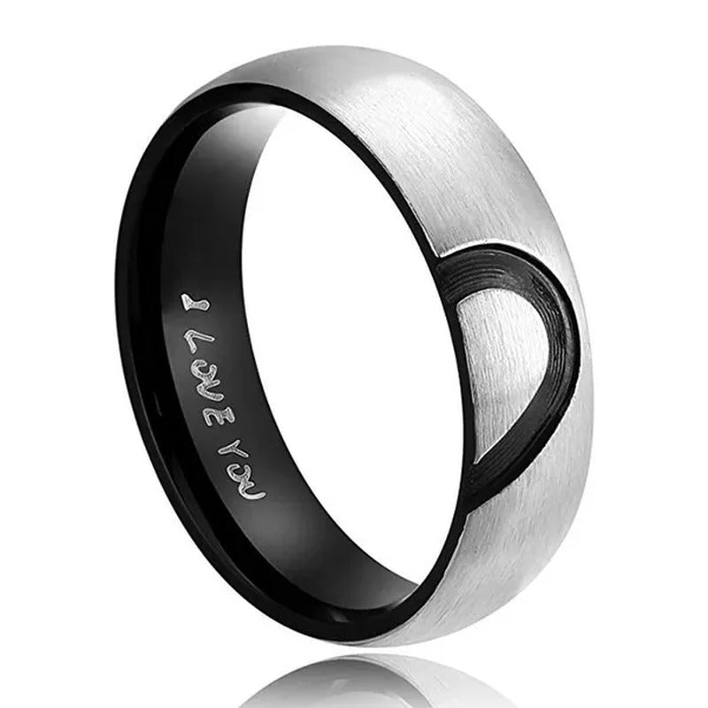 Diamond Half Peach Heart Stainless Steel Couple Rings Engagement Wedding Rings M
