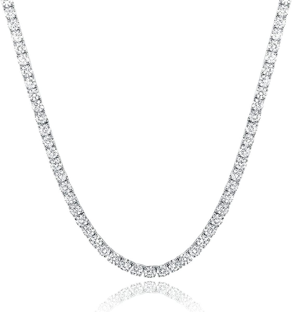 MDFUN Tennis Necklace 18K White Gold Plated | 5.0-6.0Mm round Cubic Zirconia Cut