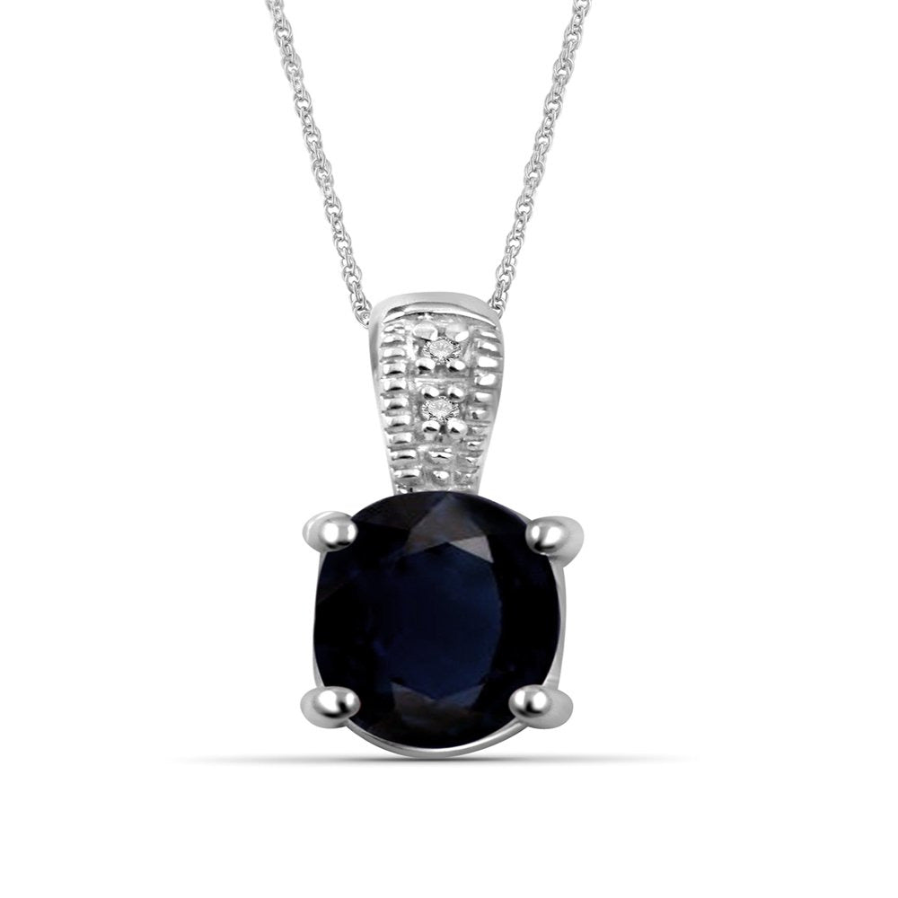 1.07 Carat T.G.W. Sapphire Gemstone and Diamond Accent Pendant