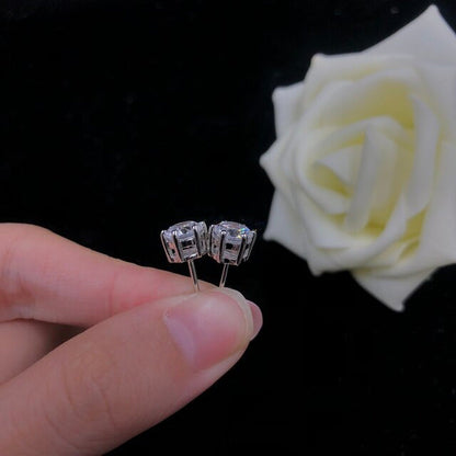 Six Nails Brilliant 0.3-2Carat/Each D Color VVS1 Moissanite Stud Earrings Solid