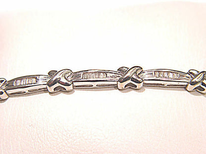 X BAGUETTE DIAMOND CHANNEL TENNIS BRACELET 1.00 CT H SI2 14 K GOLD