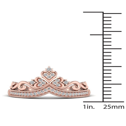1/8Ct TDW Diamond 10K Rose Gold Crown Fashion Ring