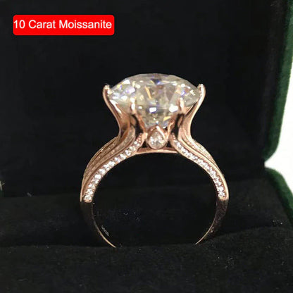 10 Carat Green Color Moissanite Ring S925 Silver Plate Pt950 White Gold