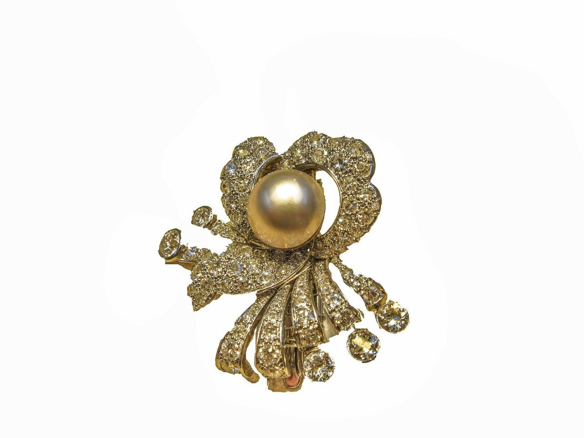 PEARL PINKISH SET ANTIQUE OLD MINER DIAMOND HAIR DIAMOND PIN DIAMOND BROOCH