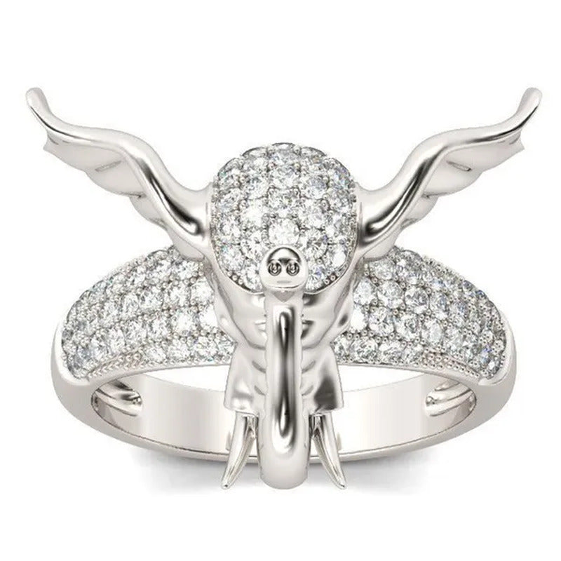 Unique Elephant Ring Animal Totem Ring 925 Silver Rings Jewelry Anniversary Stat