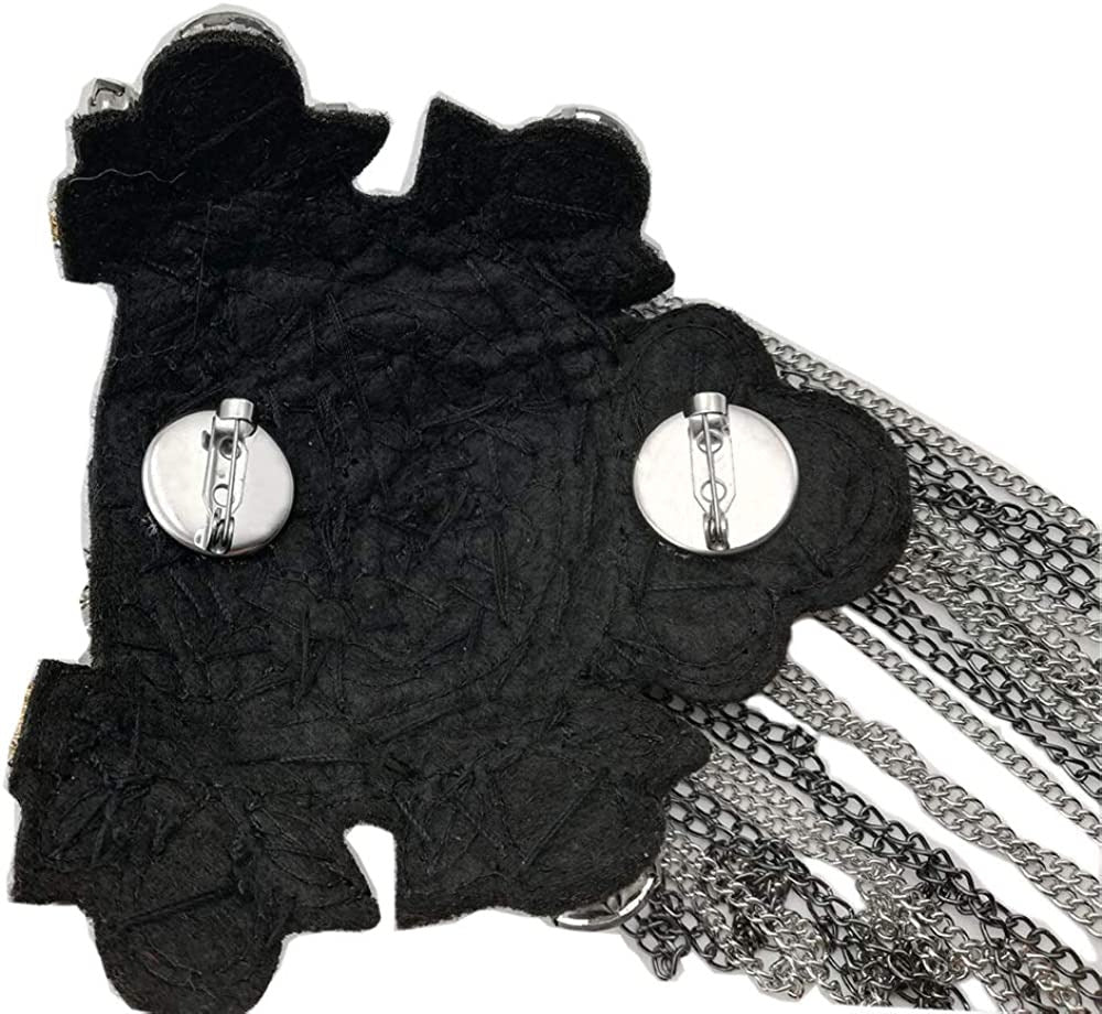 Crystal Beaded Chain Shoulder Epaulet Women Girls Brooch Boards Badge Stage Dres