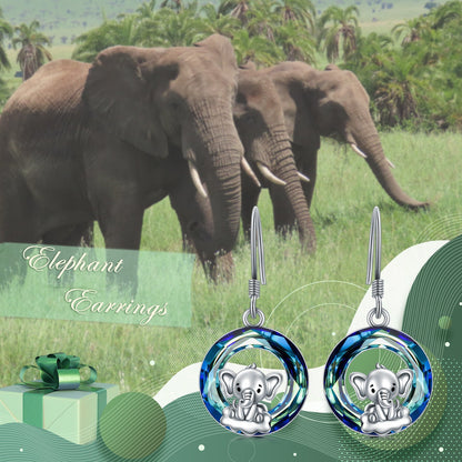Hypoallergenic Elephant Earrings 925 Sterling Silver Elephant Dangle Drop Earrin