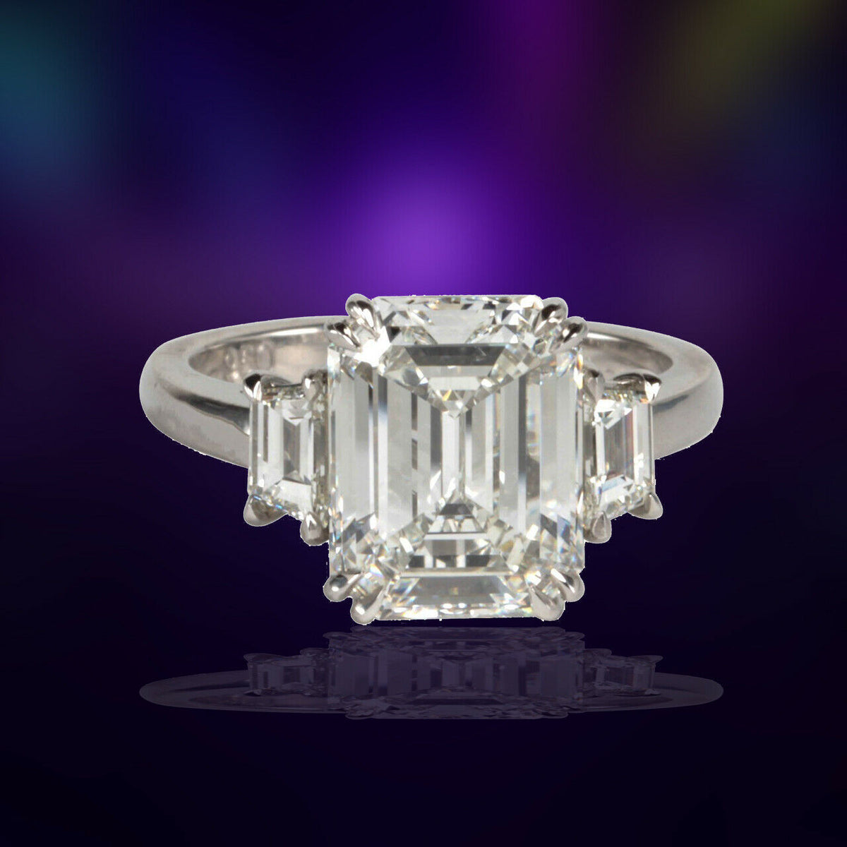 GIA Certified Emerald Cut F VS1 Diamond Platinum Ring Engagement Ring